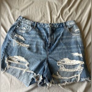 High Rise Ripped Jean Shorts